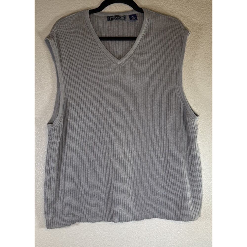 Structure Men’s XL Sweater Ribbed V Neck Preppy
